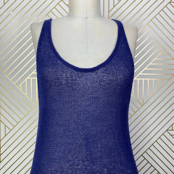Qi Knit Tank Top Tunic Navy Blue Silver‎ - Picture 2 of 11